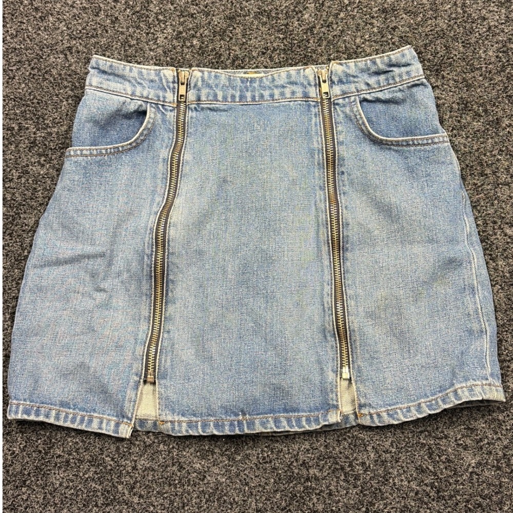 Reformation Skirt Women 27 Blue Jeannie Two Piece Salton Denim Mini Dual Zipper